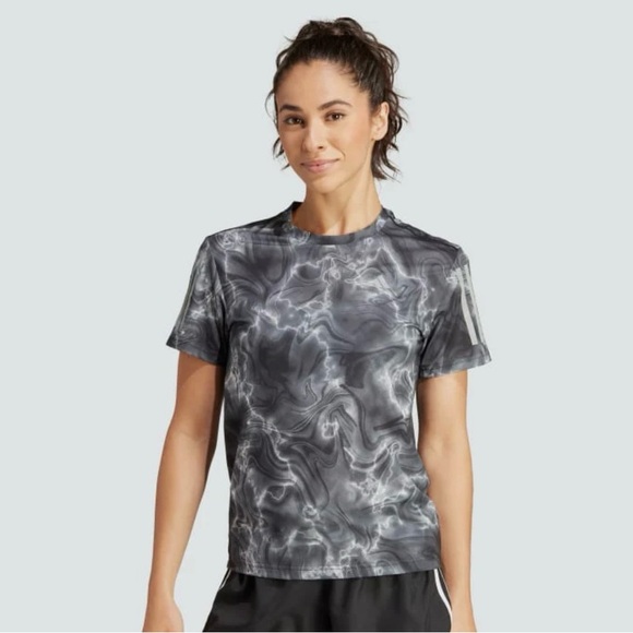 Adidas Women's Own The Run Allover Print Tee Size Large - Picture 2 of 10